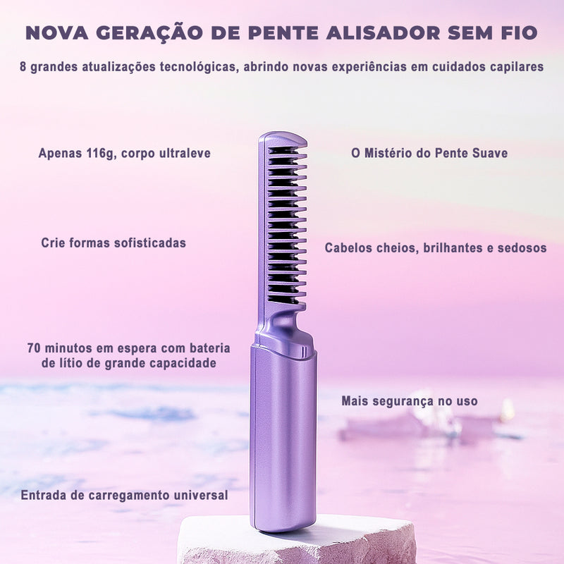 Glamix™ - Mini Escova Alisadora Portátil – Cabelos Lisos em Minutos