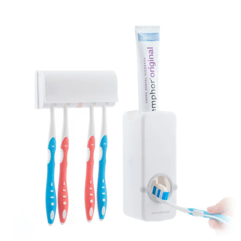 ToothPaste™ - Dispenser de Pasta de Dente Incrivelmente Prático, Econômico e Moderno com Suporte para Escovas