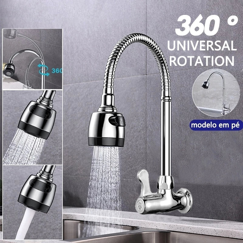 JetFlex™ Torneira de Cozinha 360° Inox com Chuveiro Retrátil