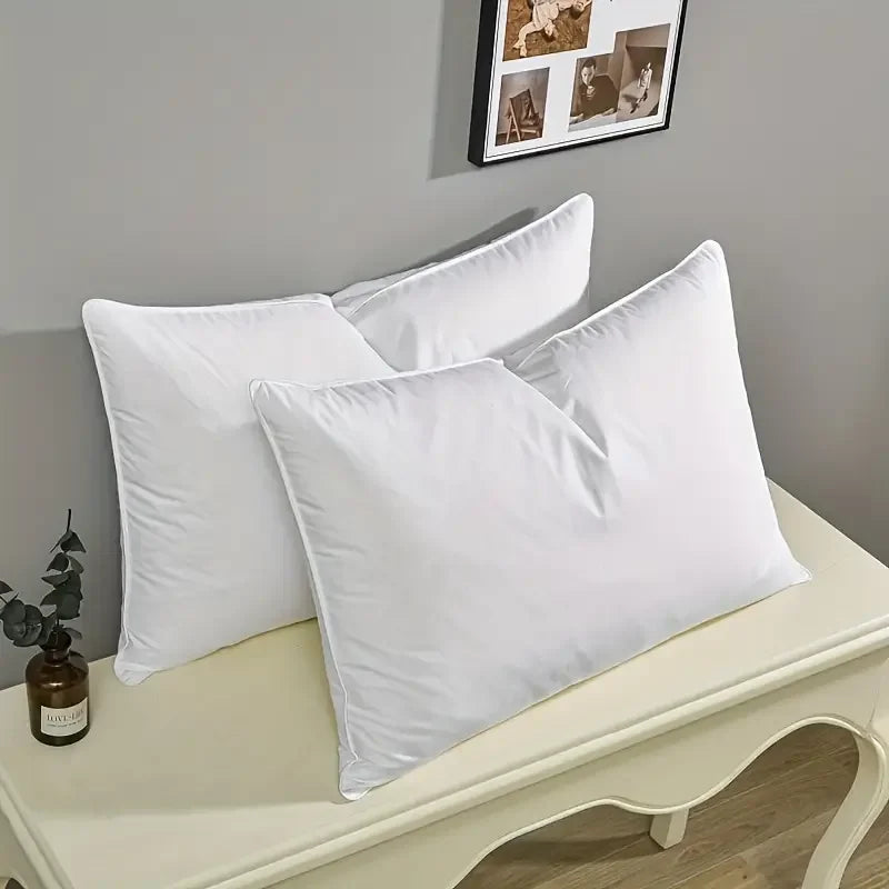 Pluma™ – Kit 4 Travesseiros de Pluma de Ganso Ultra Macios, Super Confortáveis e Antiácaro 70x50cm
