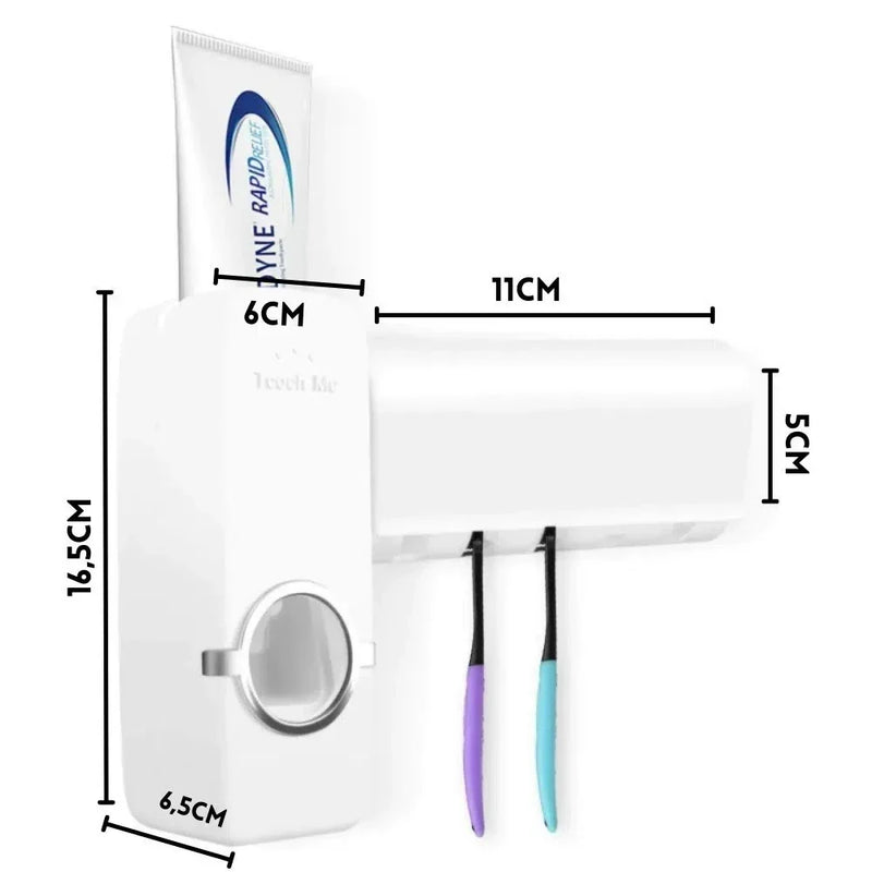 ToothPaste™ - Dispenser de Pasta de Dente Incrivelmente Prático, Econômico e Moderno com Suporte para Escovas
