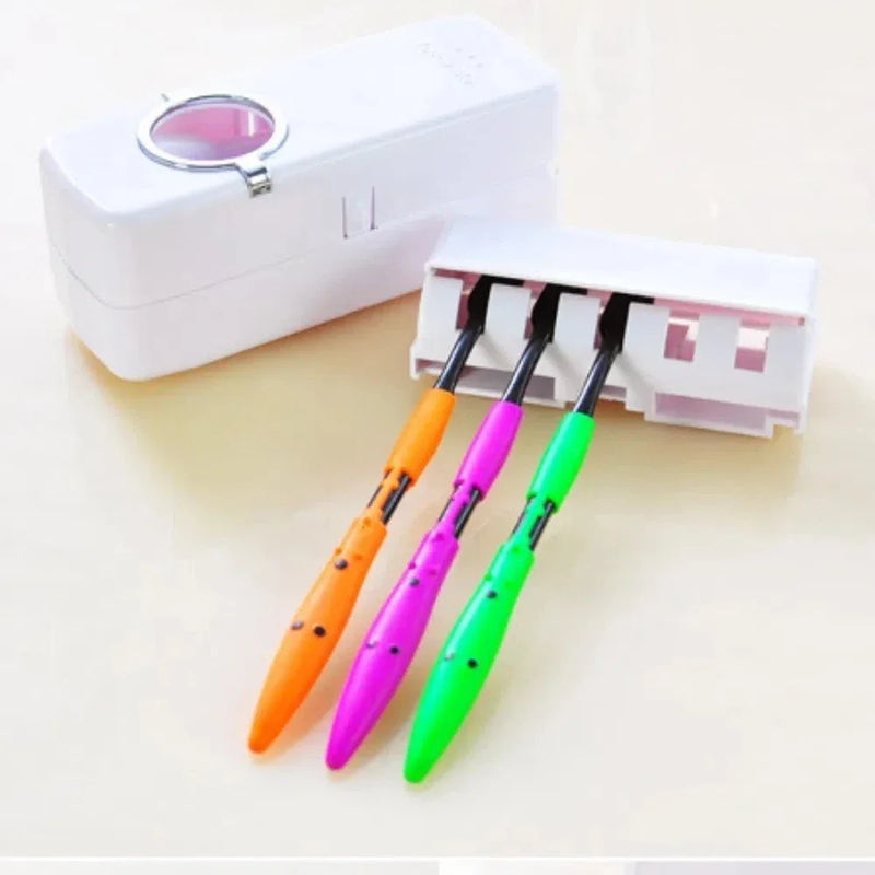 ToothPaste™ - Dispenser de Pasta de Dente Incrivelmente Prático, Econômico e Moderno com Suporte para Escovas