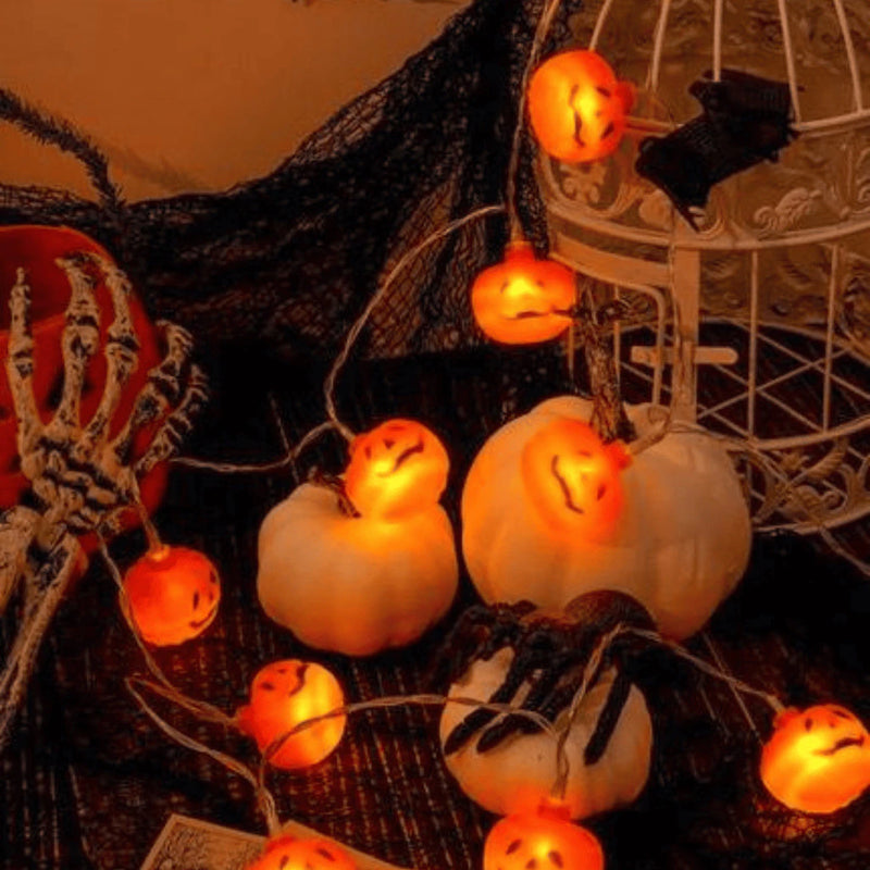 Kit 2 Varais de LED Halloween 2M – Abóbora, Morcego, Caveira e Fantasma 🎃 Iluminação Decorativa para Festa do Dia das Bruxas