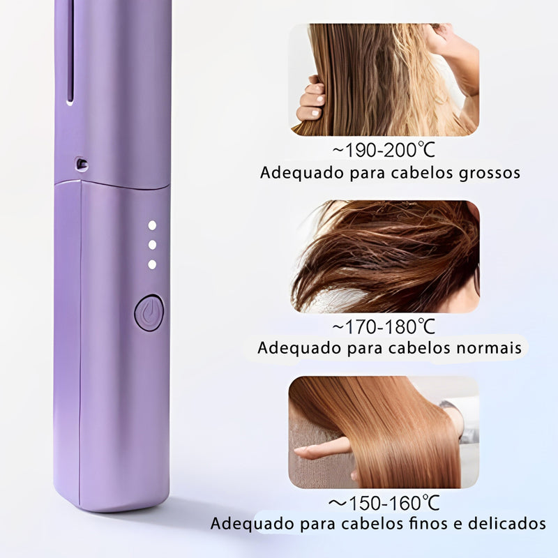 Glamix™ - Mini Escova Alisadora Portátil – Cabelos Lisos em Minutos