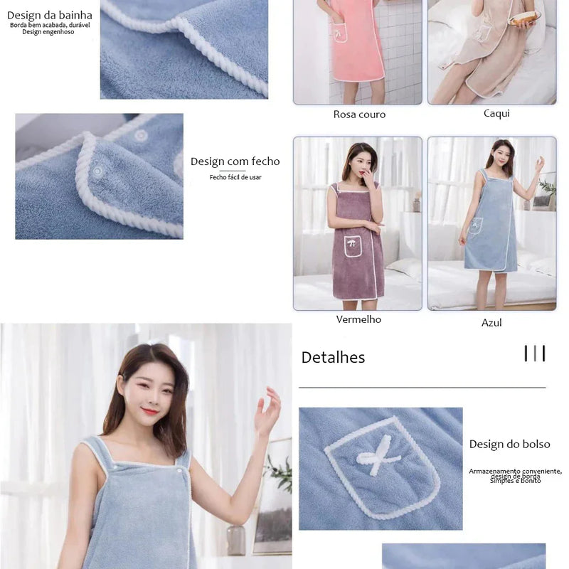 LuxDry Femme™ – Toalha-Roupão Ultra Macia e de Secagem Turbo